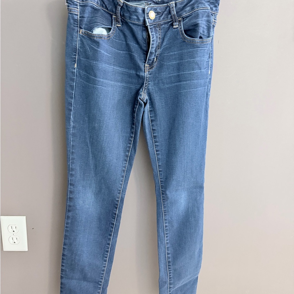 American Eagle Outfitters Midwash Blue Jeggings - Stretch Skinny